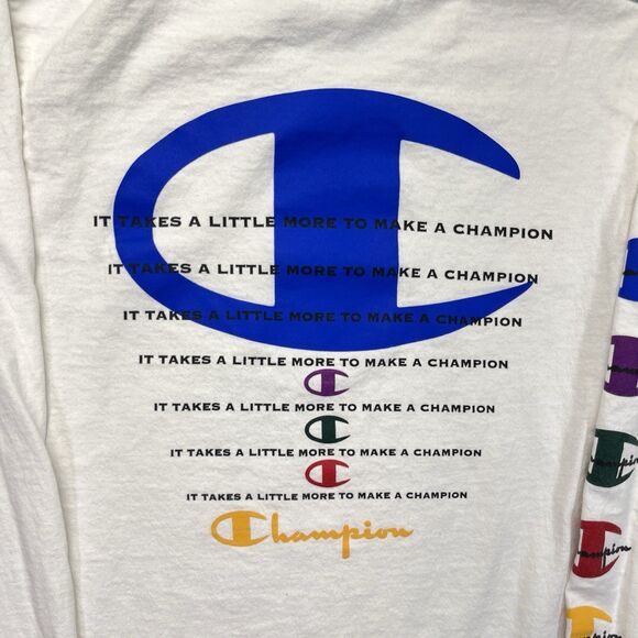 Champion Retro Graphic T-Shirt Men’s M White Multi-Color Long-Sleeve - Picture 7 of 11